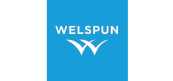 A blue rectangle with the text WELSPUN in white above a stylized white W logo