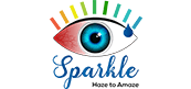 Sparkle logo featuring an eye design with vibrant rainbow colors radiating from it, symbolizing creativity and vision.