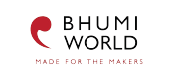 Logo for Bhumi World featuring the phrase Made for the Make Up in a stylish design.